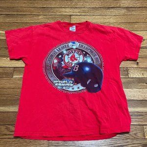 Boston Red Sox 2004 AL Champs World Series T-Shirt Boys Youth XL Red Graphic